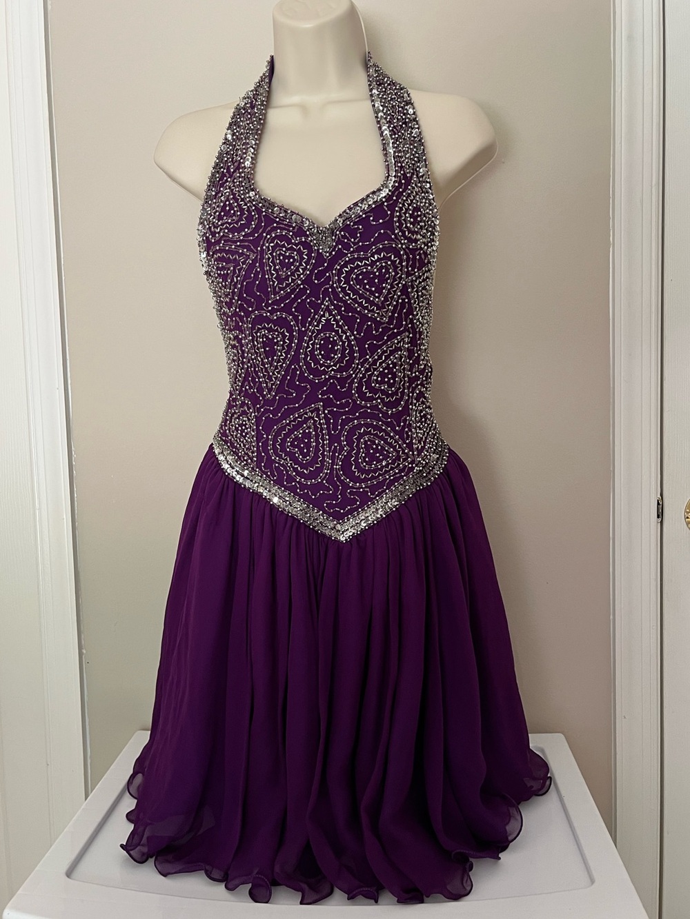 Fantasy By Lisa Kane 80s vintage retro Pure Silk Purple short formal prom dress